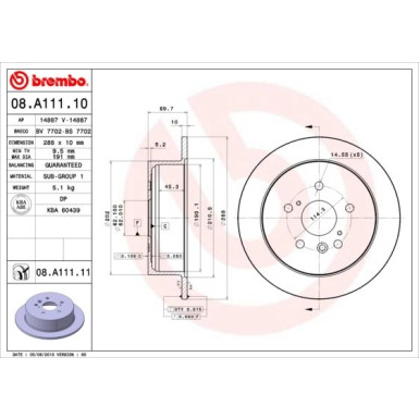 82 482 036 Bremsscheibe HA | LEXUS RX 03 | 08.A111.11