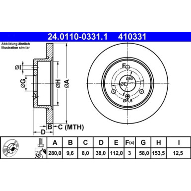 Bremsscheibe Smart P. Cabrio/City-Coupe/Fortwo 00 | 24.0110-0331.1