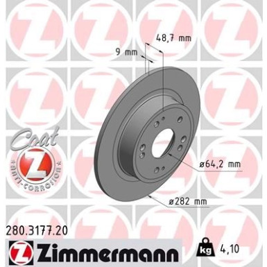 ZIMMERMANN Bremsscheibe | 280.3177.20