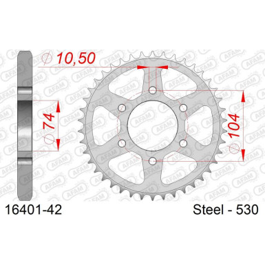 AFAM Kettenrad STAHL 42 Zähne | für 530 | 16401-42