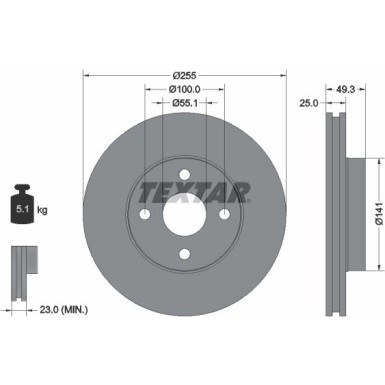 Bremsscheibe Toyota P. Corolla 1.4Vvt-I/1.6Vvt-I 01/02-07/07 | 92125803