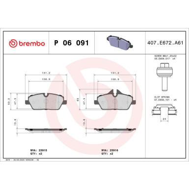 BREMBO Bremsklötze VA | BMW i3 13 | P 06 091