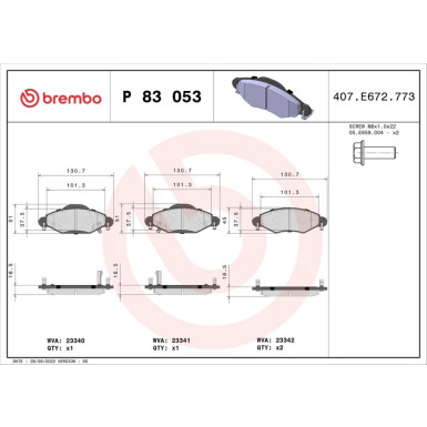 BREMBO Bremsklötze VA | TOYOTA Yaris 99-05 | P 83 053