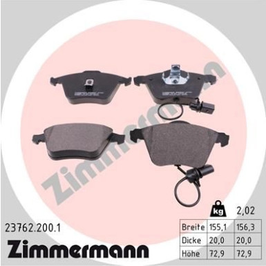 ZIMMERMANN Bremsbeläge | 23762.200.1