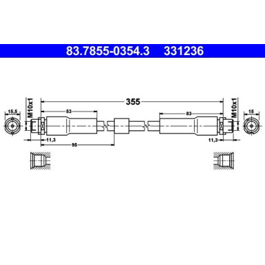 ATE Bremsschlauch | 83.7855-0354.3