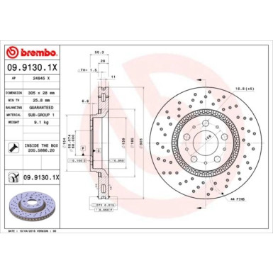 Bremsscheibe VA Xtra | VOLVO S60, S80, V70, XC70 97-10 | 09.9130.1X