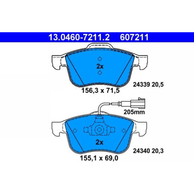 Bremsbelagsatz Alfa S. 159 1.8-2.2 Jts 05-11 | 13.0460-7211.2