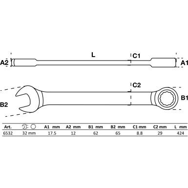 BGS Ratschenring-Maulschlüssel | SW 32 mm | 6532