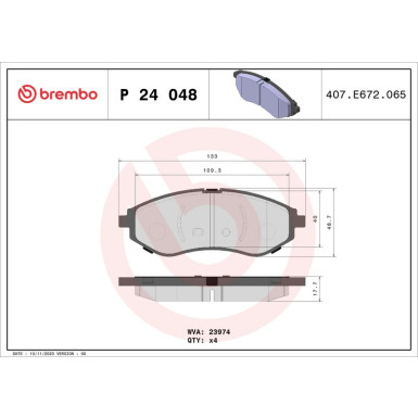 BREMBO Bremsklötze VA | DAEWOO,CHEV Aveo,Kalos 04 | P 24 048