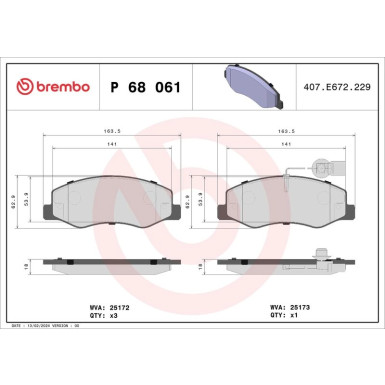 BREMBO Bremsklötze HA | NISSAN NV400,OPEL Movano,RENAULT Master 10 | P 68 061