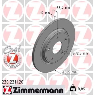 ZIMMERMANN Bremsscheibe | 230.2311.20