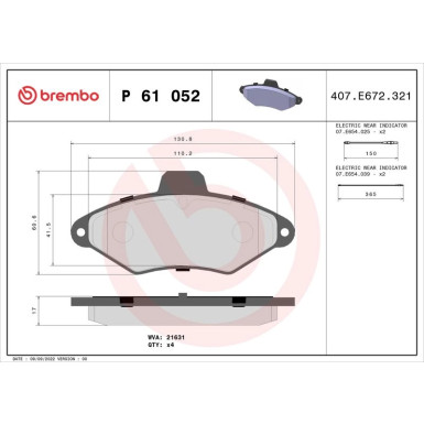 BREMBO Bremsklötze VA | CITROEN Xantia 93-03 | P 61 052