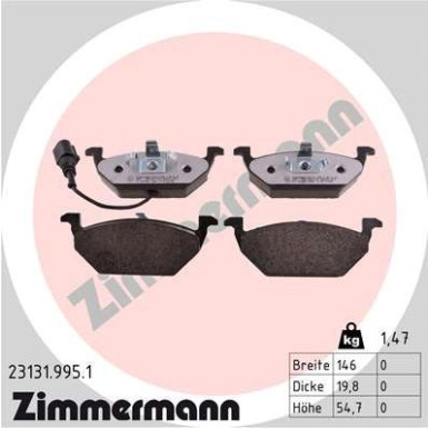 ZIMMERMANN Bremsbeläge | 23131.995.1