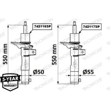 MONROE OESpectrum VA li/re | SKODA Octavia,VW Golf 12 | 742116SP