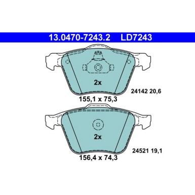 Bremsbelagsatz Volvo P. S60/S80/V60/V70/Xc70 1,5-3,2 06- Keramik | 13.0470-7243.2