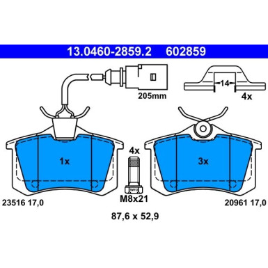 Bremsbelagsatz Vw T. Sharan 95-10 | 13.0460-2859.2