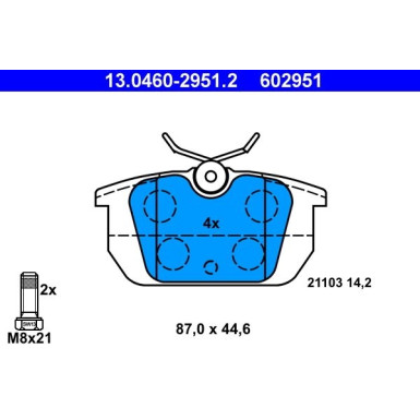 Bremsbelagsatz, Scheibenbremse | 13.0460-2951.2