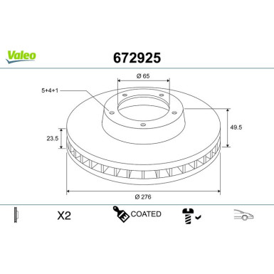 VALEO Bremsscheibe | 672925