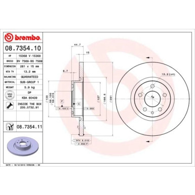 41 481 023 Bremsscheibe VA | ALFA 147,156 00 | 08.7354.11