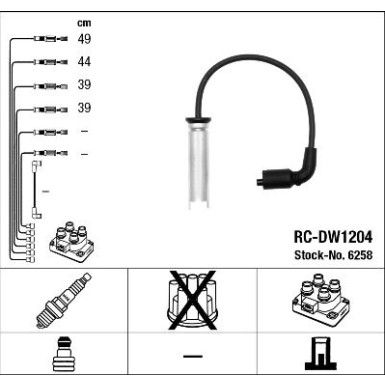 RC-DW1204 NGK | Zündkabelsatz | DAEWOO REZZO (KLAU) 1.8,9.00 | 6258