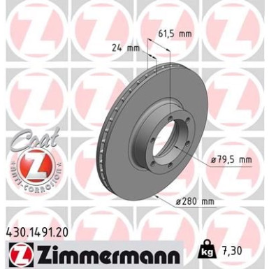 ZIMMERMANN Bremsscheibe | 430.1491.20