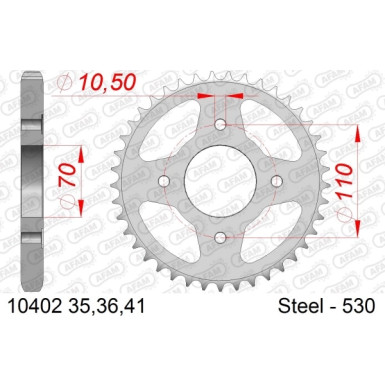 AFAM Kettenrad STAHL 35 Zähne | für 530, + BAGUE | 10402-35