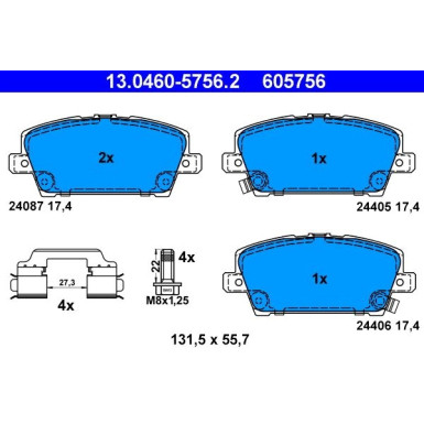 Bremsbelagsatz Honda P. Civic 1.4-1.8/2.2 Ctdi 05 | 13.0460-5756.2