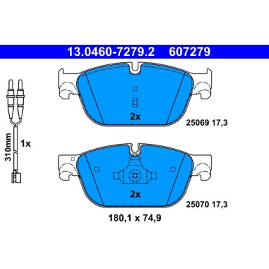 Bremsbelagsatz Peugeot S. 308/407/508 1,6-3,0 04- Mit Sensor | 13.0460-7279.2