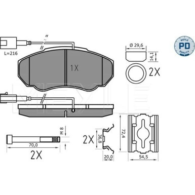 Bremsbelagsatz Fiat P. Ducato 02- 10/14 Mit Sensor | 025 239 1719/PD