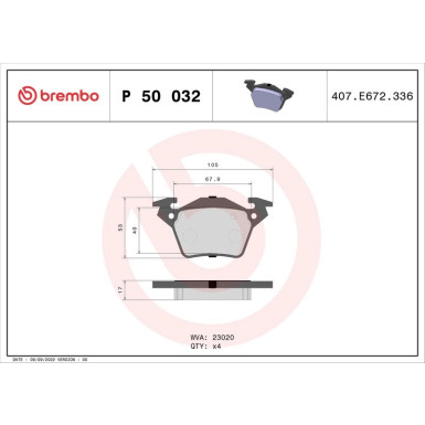 BREMBO Bremsklötze HA | MERCEDES V-Klasse, Vito 96-03 | P 50 032