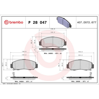 BREMBO Bremsklötze VA | HONDA FR-V 04-09 | P 28 047