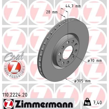 ZIMMERMANN Bremsscheibe | 110.2224.20