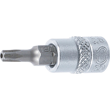 BGS Bit-Einsatz | Antrieb Innenvierkant 6,3 mm (1/4"""") | T-Profil (für Torx) mit Bohrung T20 | 2359