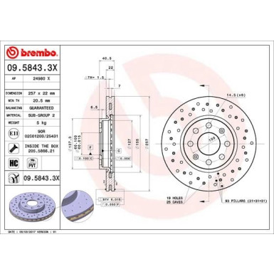 Bremsscheibe VA Xtra | FIAT Punto, Grande Punto 05 | 09.5843.3X