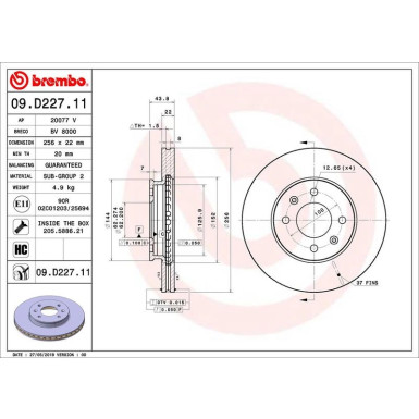 Bremsscheibe VA | HYUNDAI i20 14 | 09.D227.11