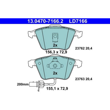 Bremsbelagsatz Audi P. A6/Allroad 1,8-3,0 Quattro 97-05 Keramik | 13.0470-7166.2