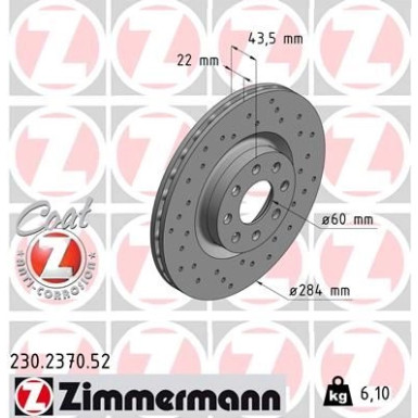 ZIMMERMANN Bremsscheibe | 230.2370.52