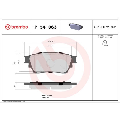 BREMBO Bremsklötze HA | MITSUBISHI Eclipse Cross 17 | P 54 063