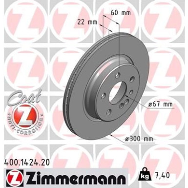 ZIMMERMANN Bremsscheibe | 400.1424.20