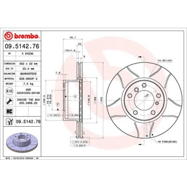 BREMBO Bremsscheibe | 09.5142.76