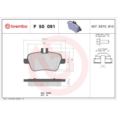 BREMBO Bremsklötze HA | MERCEDES SLK/W246 11 | P 50 091