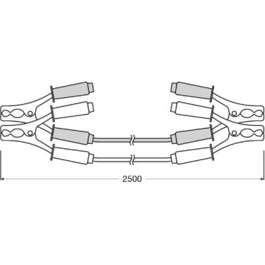 Starthilfekabel 6mm 150A | Kupferbesch. Alu-Kabel 2,5m | OSC060
