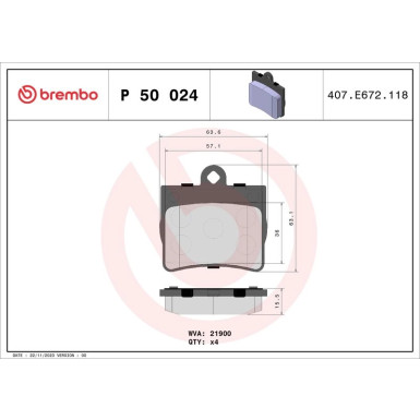 BREMBO Bremsklötze HA | MERCEDES C, E-Klasse 93-00 | P 50 024