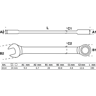 BGS Ratschenring-Maulschlüssel | SW 14 mm | 6514
