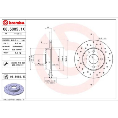 Bremsscheibe VA/HA Xtra | ALFA,FIAT,LANCIA 88 | 08.5085.1X