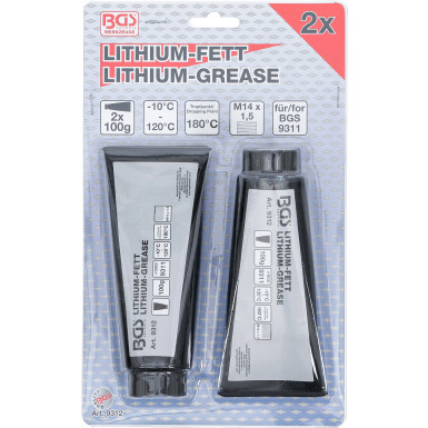 BGS Lithium-Fett für Mini-Fettpresse Art. 9311 | 2 Tuben | 9312