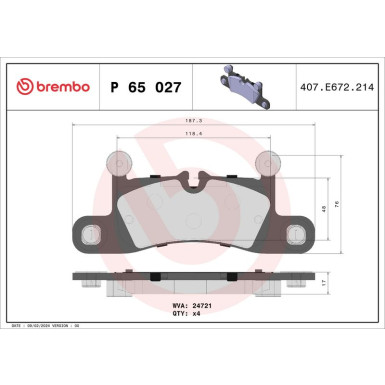 BREMBO Bremsklötze HA | PORSCHE CAYENNE | P 65 027