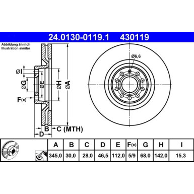 ATE Bremsscheibe | 24.0130-0119.1