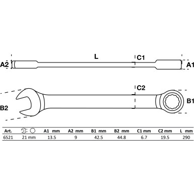 BGS Ratschenring-Maulschlüssel | SW 21 mm | 6521