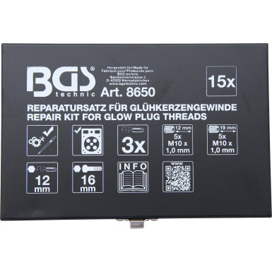 BGS Reparatursatz für Glühkerzengewinde | M10 x 1,0 | 8650